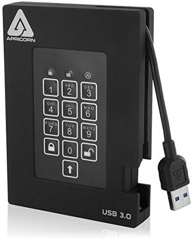 Apricorn 2TB Aegis Padlock Fortress FIPS 140-2 Level 2 Validated 256-Bit Encrypted USB 3.0 Hard Drive & Aegis Secure Key 3 NX 128GB 256-Bit Secure USB 3.0 Flash Drive, Black in Kuwait
