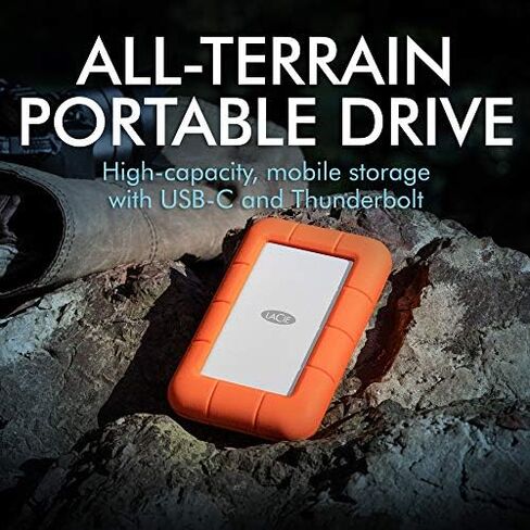 LaCie Rugged Thunderbolt USB-C 2TB External Hard Drive Portable HDD – USB 3.0 compatible, Drop Shock Dust Water Resistant, Mac and PC Computer Desktop Workstation Laptop, 1 Mo Adobe CC (STFS2000800) in Saudi Arabia