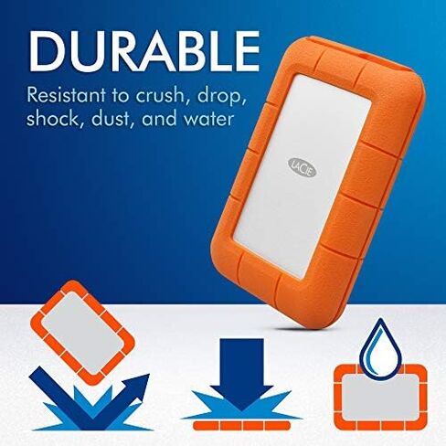 LaCie Rugged Thunderbolt USB-C 2TB External Hard Drive Portable HDD – USB 3.0 compatible, Drop Shock Dust Water Resistant, Mac and PC Computer Desktop Workstation Laptop, 1 Mo Adobe CC (STFS2000800) in Saudi Arabia