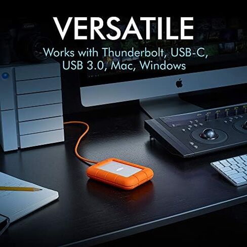LaCie Rugged Thunderbolt USB-C 2TB External Hard Drive Portable HDD – USB 3.0 compatible, Drop Shock Dust Water Resistant, Mac and PC Computer Desktop Workstation Laptop, 1 Mo Adobe CC (STFS2000800) in Saudi Arabia