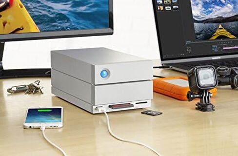 LaCie 2big Dock RAID 12TB External RAID Hard Drive HDD with SD Card CF Card Slots, for Mac and PC Desktop Data Redundancy Thunderbolt 3 USB-C USB 3.0, 1 Month Adobe CC, Data Recovery (STGB12000400) in Saudi Arabia