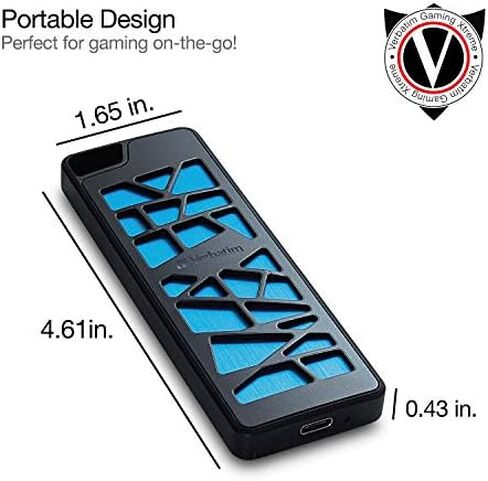 محرك أقراص SSD محمول للألعاب VGX1000 بسعة 256 جيجابايت من Verbatim يصل إلى 1000 ميجابايت/ثانية PCIe NVMe USB-C USB 3.2 Gen 2 محرك أقراص الحالة الصلبة الخارجي in Saudi Arabia