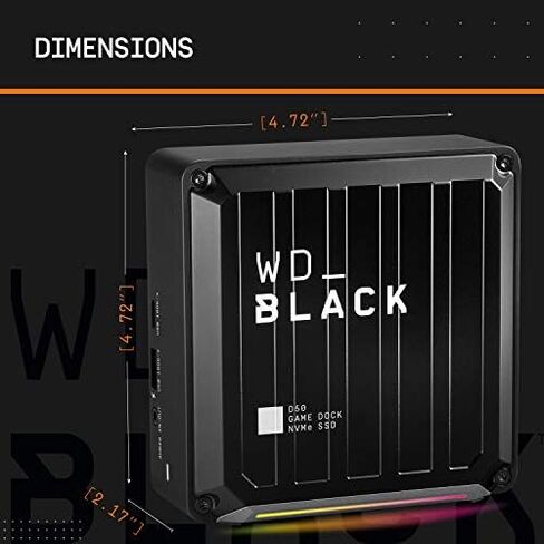 WD_BLACK 1TB D50 Game Dock NVMe SSD Solid State Drive, RGB with Thunderbolt 3 Connectivity, Up to 3,000 MB/s - WDBA3U0010BBK-NESN in Saudi Arabia