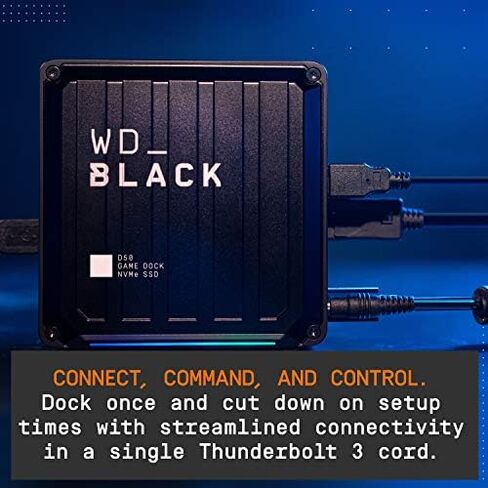 WD_BLACK 1TB D50 Game Dock NVMe SSD Solid State Drive, RGB with Thunderbolt 3 Connectivity, Up to 3,000 MB/s - WDBA3U0010BBK-NESN in Saudi Arabia