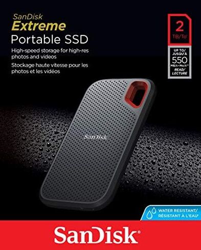 SanDisk 250GB Extreme Portable External SSD - Up to 550MB/s - USB-C, USB 3.1 - SDSSDE60-250G-G25 in Saudi Arabia