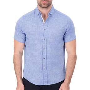 Men's Modern Slim Fit Short Sleeve Button Down Premium Linen Cotton Shirt in Saudi Arabia
