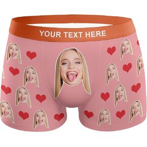 Personalized Boxers Briefs with Picture, Custom Face Underwear with Your Name, Cotton Briefs with Photo Funny Boxer Shorts Underpants Briefs Custom Gifts for Men Husband Father Boyfriend Him - XL in Kuwait