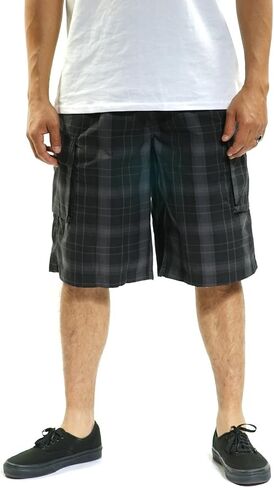 YAGO Men's Elastic Waist Drawstring Relaxed Fit Plaid Cargo Shorts S-5XL in Saudi Arabia