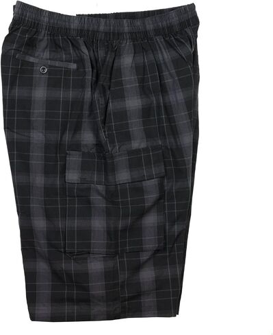 YAGO Men's Elastic Waist Drawstring Relaxed Fit Plaid Cargo Shorts S-5XL in Saudi Arabia