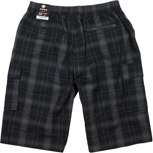 YAGO Men's Elastic Waist Drawstring Relaxed Fit Plaid Cargo Shorts S-5XL in Saudi Arabia