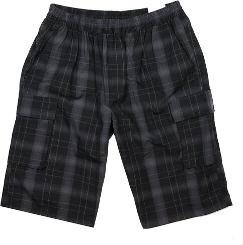 YAGO Men's Elastic Waist Drawstring Relaxed Fit Plaid Cargo Shorts S-5XL in Saudi Arabia