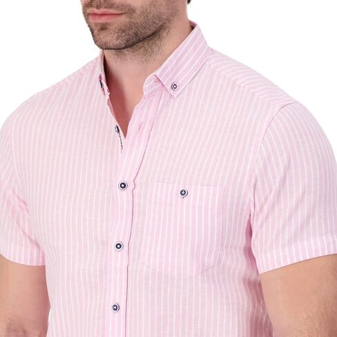 Men's Modern Slim Fit Short Sleeve Button Down Premium Linen Cotton Shirt in Saudi Arabia