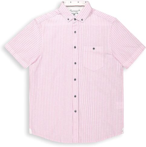 Men's Modern Slim Fit Short Sleeve Button Down Premium Linen Cotton Shirt in Saudi Arabia