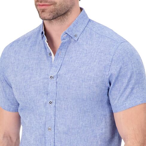 Men's Modern Slim Fit Short Sleeve Button Down Premium Linen Cotton Shirt in Saudi Arabia