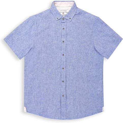 Men's Modern Slim Fit Short Sleeve Button Down Premium Linen Cotton Shirt in Saudi Arabia