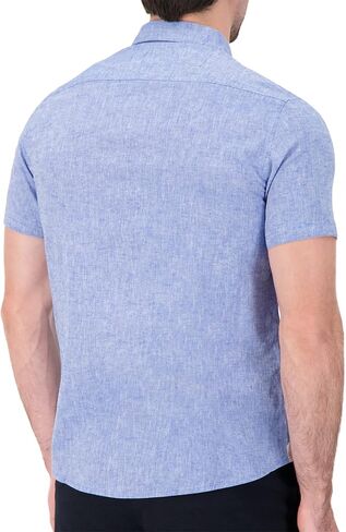 Men's Modern Slim Fit Short Sleeve Button Down Premium Linen Cotton Shirt in Saudi Arabia