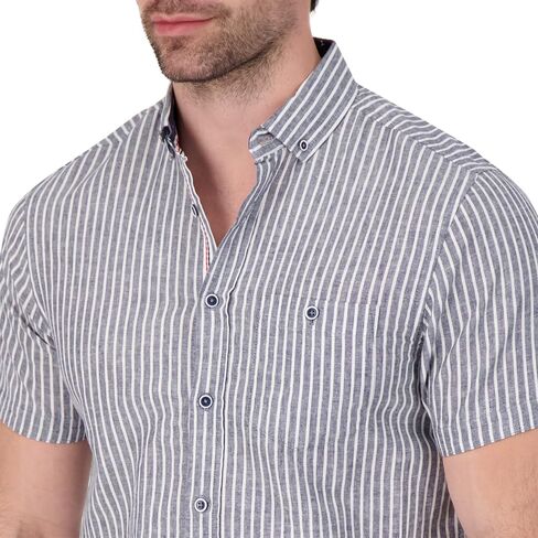 Men's Modern Slim Fit Short Sleeve Button Down Premium Linen Cotton Shirt in Saudi Arabia