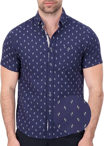 Men's Modern Slim Fit Short Sleeve Button Down Premium Linen Cotton Shirt in Saudi Arabia