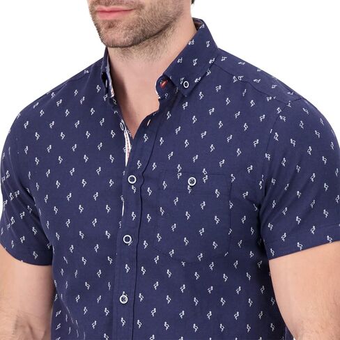Men's Modern Slim Fit Short Sleeve Button Down Premium Linen Cotton Shirt in Saudi Arabia