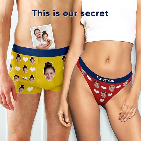 Personalized Boxers Briefs with Picture, Custom Face Underwear with Your Name, Cotton Briefs with Photo Funny Boxer Shorts Underpants Briefs Custom Gifts for Men Husband Father Boyfriend Him - XL in Kuwait