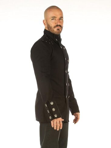 Leatherotics Handmade Cotton Gothic Military Jacket-Pirate Coat Steampunk Mens Clothes-Gothic Jacket Men MSP in Saudi Arabia