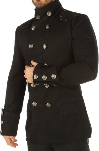 Leatherotics Handmade Cotton Gothic Military Jacket-Pirate Coat Steampunk Mens Clothes-Gothic Jacket Men MSP in Saudi Arabia