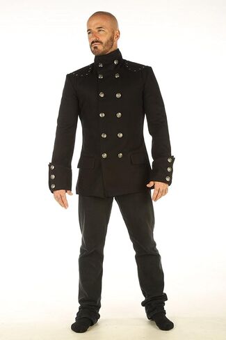 Leatherotics Handmade Cotton Gothic Military Jacket-Pirate Coat Steampunk Mens Clothes-Gothic Jacket Men MSP in Saudi Arabia