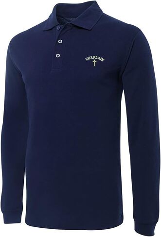 Christain Chaplain Cross Embroidery Long Sleeve Polo Shirts Embroidered Mens Shirts in Saudi Arabia