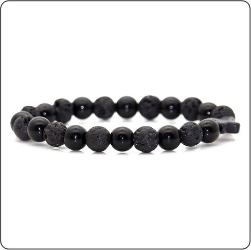 Fusamk Fashion Yoga Natural Stone Bracelet Religious Cross Beads Link Bracelet.7.5" Wrist in Saudi Arabia