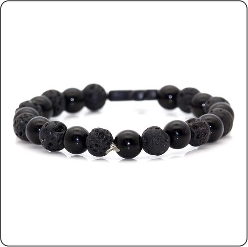 Fusamk Fashion Yoga Natural Stone Bracelet Religious Cross Beads Link Bracelet.7.5" Wrist in Saudi Arabia