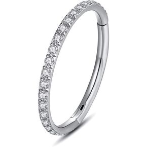 WYR 316L-Stainless-Steel Hinged Nose-Septum-Rings Hoop : 14G 16G 18G 20g Simple Single/Double/Triple Ring Segment Clicker Lip Rings Cartilage Rook Earrings Diameter 6mm 8mm 10mm12mm
