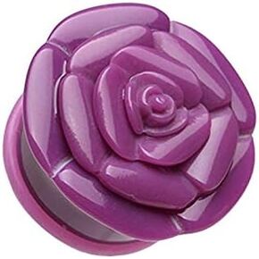 Rose Blossom Flower Single Flared Ear Gauge Plug in Kuwait