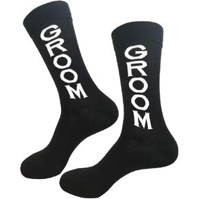 YELAIVP Men's Groom Socks Groomsmen Dress Socks Best Man Crew Socks for Wedding Day Bachelor Party Gift