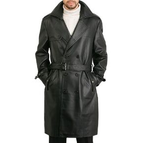 BGSD Men Xander Classic Leather Long Trench Coat (Regular, Big & Tall and Short) in Kuwait