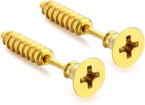 Punk Titanium Steel Screw Nail Stud Earrings for Women Men Streetwear Jewelry, Egirl Eboy Rock Party Jewelry in Saudi Arabia