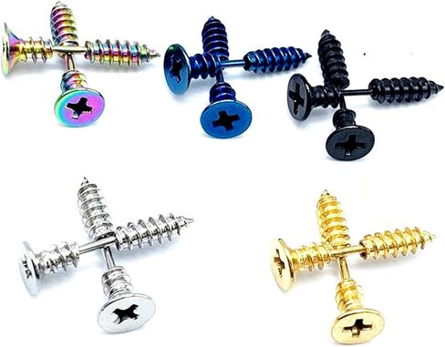 Punk Titanium Steel Screw Nail Stud Earrings for Women Men Streetwear Jewelry, Egirl Eboy Rock Party Jewelry in Saudi Arabia