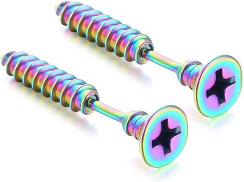 Punk Titanium Steel Screw Nail Stud Earrings for Women Men Streetwear Jewelry, Egirl Eboy Rock Party Jewelry in Saudi Arabia