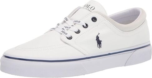 POLO RALPH LAUREN Faxon X Low-Top Canvas Sneaker White/Newport Navy 8 D (M) in Saudi Arabia