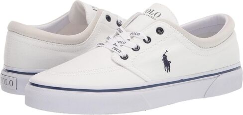 POLO RALPH LAUREN Faxon X Low-Top Canvas Sneaker White/Newport Navy 8 D (M) in Saudi Arabia