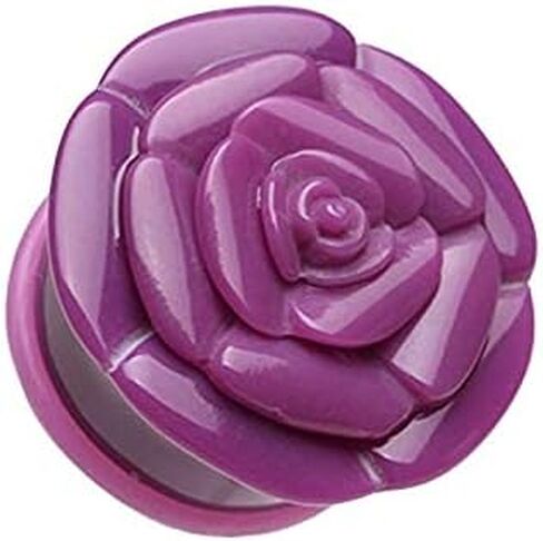 Rose Blossom Flower Single Flared Ear Gauge Plug in Kuwait