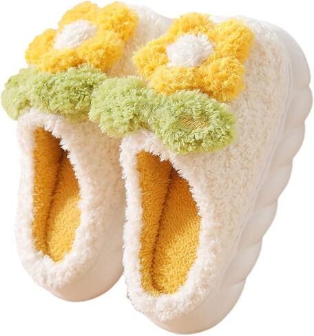 WYIKE Women's Slippers Adult Warm Plush Slippers Flowers Slippers Indoor Non-slip Home Thick Bottom Slippers Winter Warm Men's Cotton Slippers in Saudi Arabia