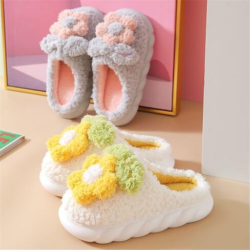 WYIKE Women's Slippers Adult Warm Plush Slippers Flowers Slippers Indoor Non-slip Home Thick Bottom Slippers Winter Warm Men's Cotton Slippers in Saudi Arabia