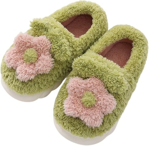 WYIKE Women's Slippers Adult Warm Plush Slippers Flowers Slippers Indoor Non-slip Home Thick Bottom Slippers Winter Warm Men's Cotton Slippers in Saudi Arabia