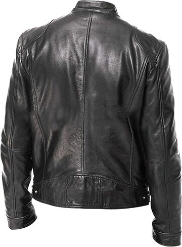 WENKOMG1 Men Faux Leather Jacket, Fall/Winter Thickening Coat Long Sleeve Zip Up Outwear Sports Basic Parka with Pocket in Saudi Arabia