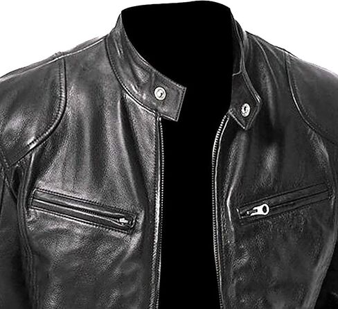 WENKOMG1 Men Faux Leather Jacket, Fall/Winter Thickening Coat Long Sleeve Zip Up Outwear Sports Basic Parka with Pocket in Saudi Arabia