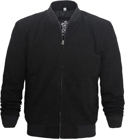 Fjackets Real Suede Leather Bomber Jackets For Men - Baseball Leather Jacket Men in Kuwait