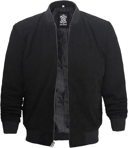 Fjackets Real Suede Leather Bomber Jackets For Men - Baseball Leather Jacket Men in Kuwait