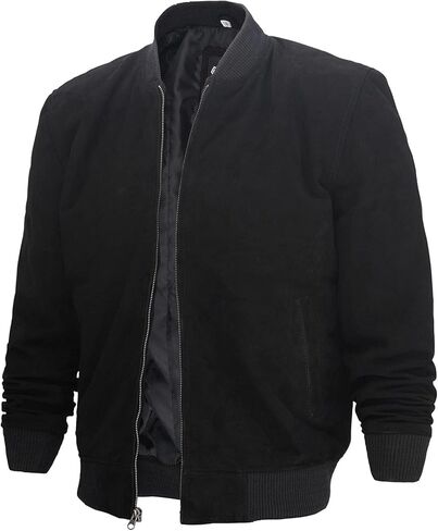 Fjackets Real Suede Leather Bomber Jackets For Men - Baseball Leather Jacket Men in Kuwait