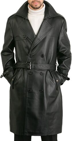 BGSD Men Xander Classic Leather Long Trench Coat (Regular, Big & Tall and Short) in Saudi Arabia