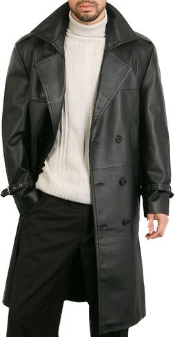 BGSD Men Xander Classic Leather Long Trench Coat (Regular, Big & Tall and Short) in Saudi Arabia